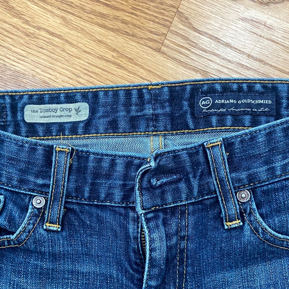AG Adriano Goldschmied Dark Wash  the Tomboy Crop Denim - Picture 4 of 7